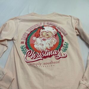 Simply Southern Peach Christmas Long Sleeve T-Shirt Size Small